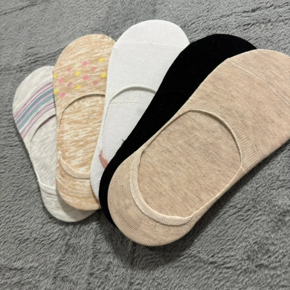 Womens OS Multicolor No Show Liner Socks 5 Pair Set Casual‎ Athleisure